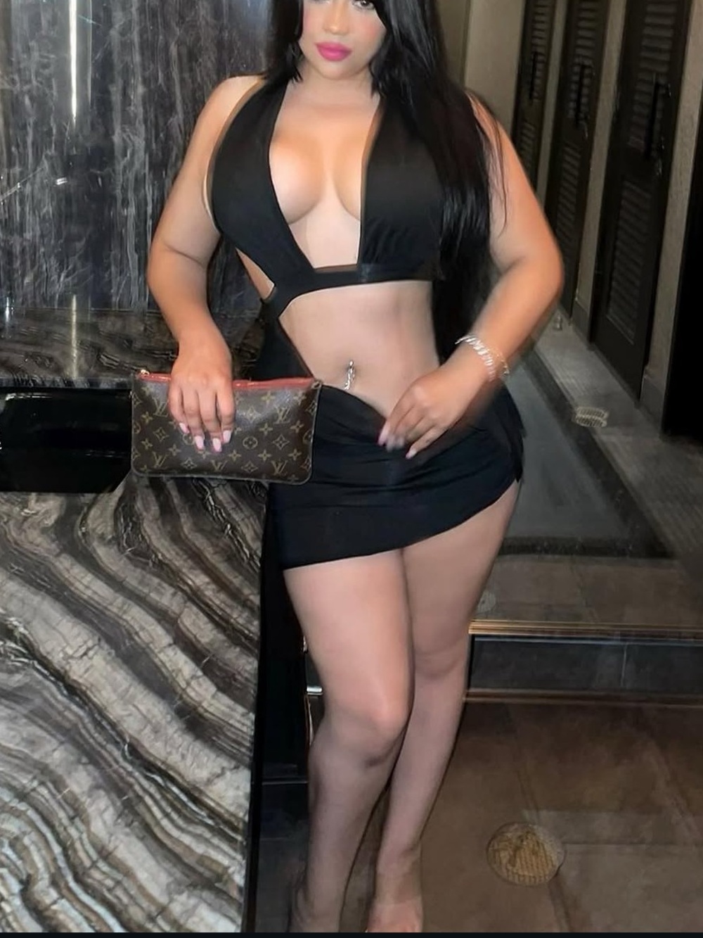 Black cutout halter mini dress